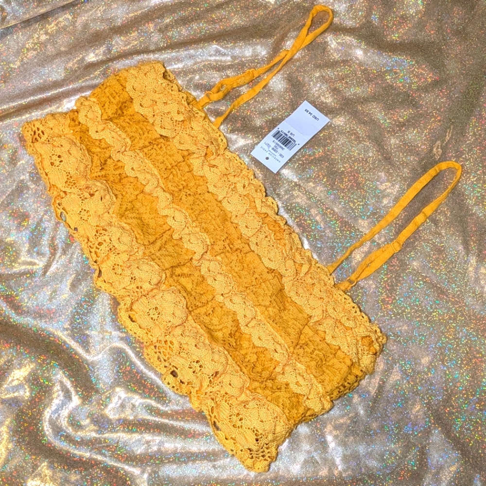 American Eagle Yellow Lace Crop Top